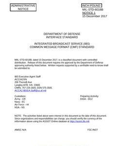 MIL MIL-STD-6018B Notice 1 - Administrative 1